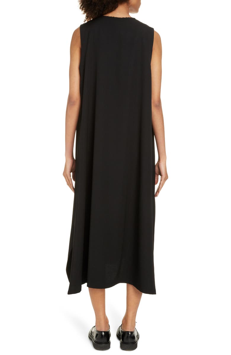 Y's by Yohji Yamamoto Sleeveless Wool Gabardine Midi Dress, Alternate, color,