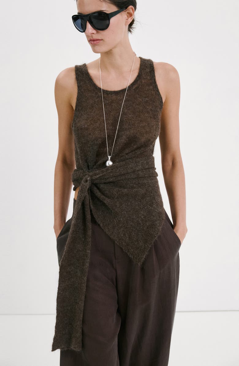 MANGO Pleated Baggy Pants, Alternate, color, Chocolate