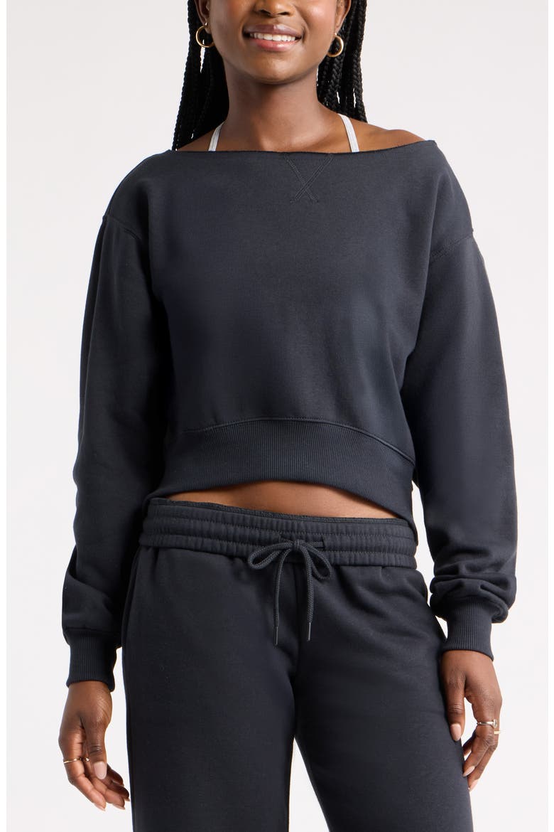 Off the Shoulder Sweatshirt, Main, color, BLACK JET