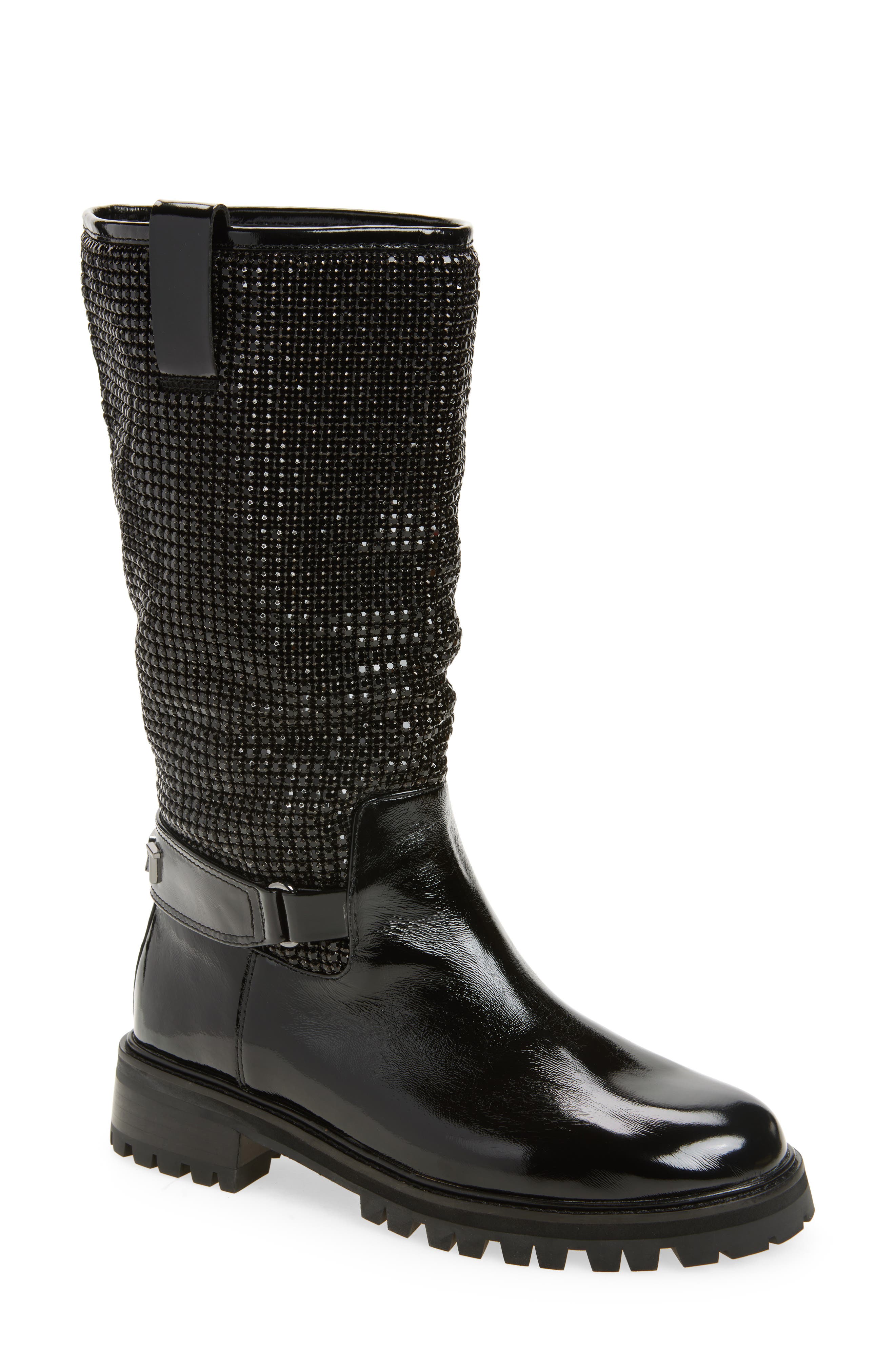 Kurt Geiger London Kurt Crystal Embellished Boot, Main, color, Black