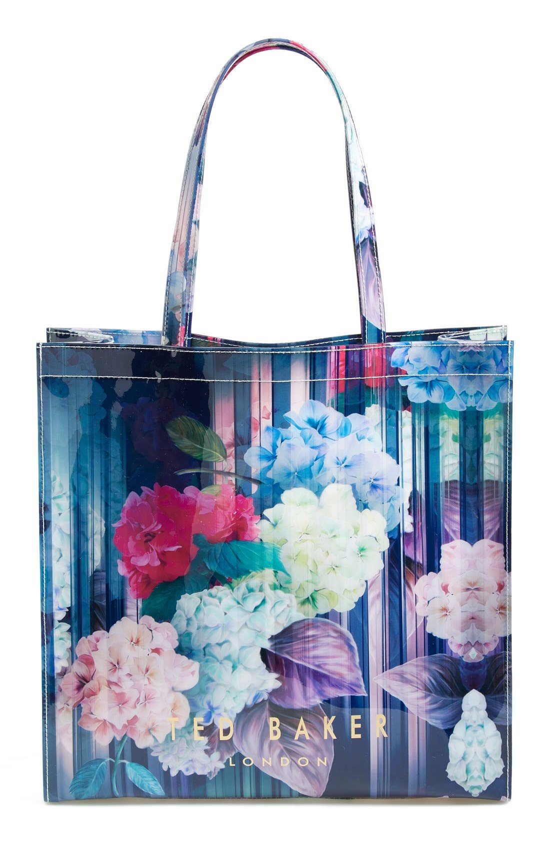 'Danacon - Large Hydrangea Haze Icon' Tote, Alternate, color, NAVY