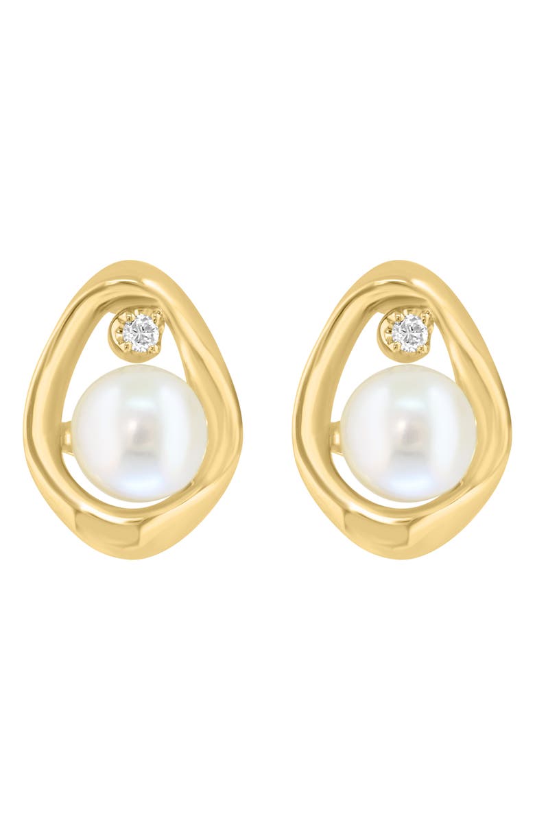 EFFY Freshwater Pearl & Diamond Oval Stud Earrings, Alternate, color, White