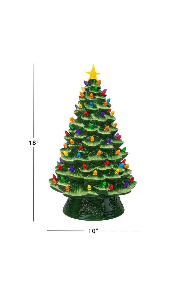 18 in. Nostalgic Ceramic Tree - Green, Alternate, color, Green with Multicolor Lights