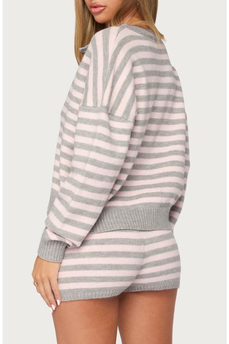 Abra Striped Cardigan, Alternate, color, LIGHT-GRAY-MELANGE-AND-PINK