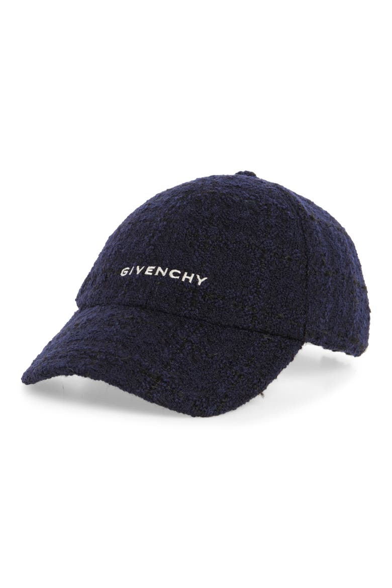 Logo Embroidered Tweed Baseball Cap, Main, color, DARK BLUE