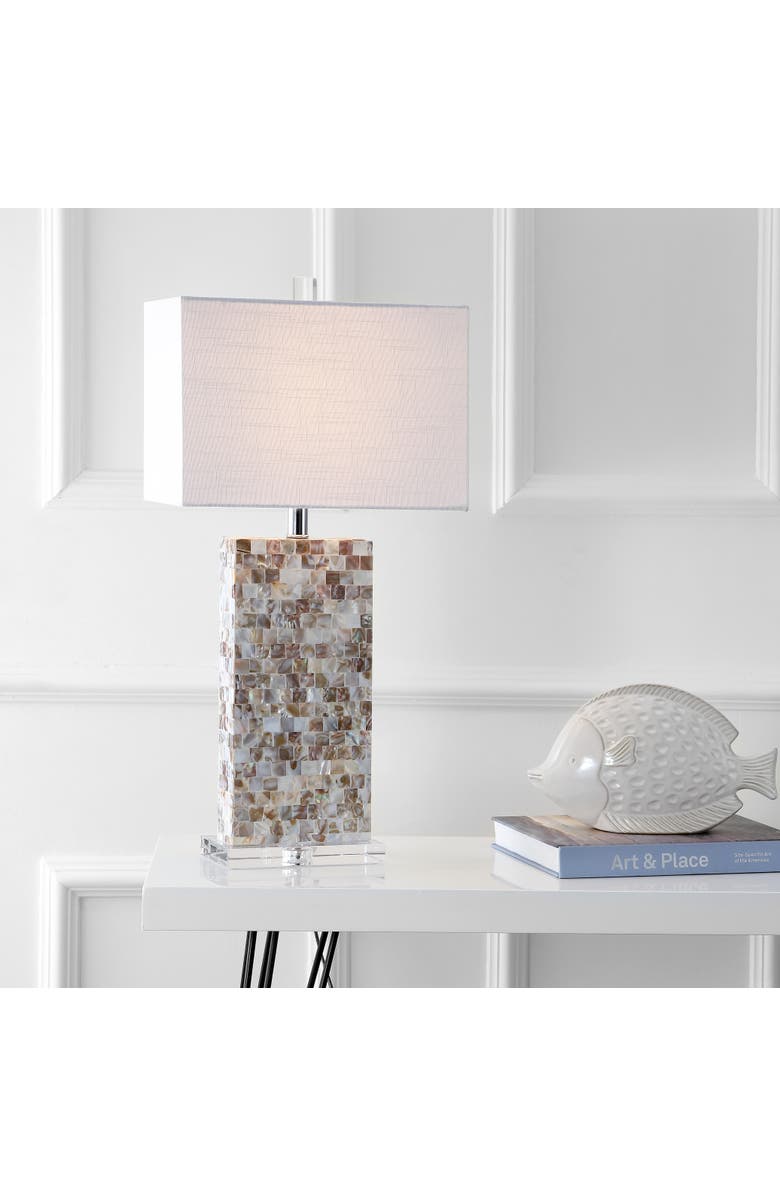 JONATHAN Y Cannon 29" Seashell and Crystal LED Table Lamp, Natural/Clear, Alternate, color, Natural/Clear