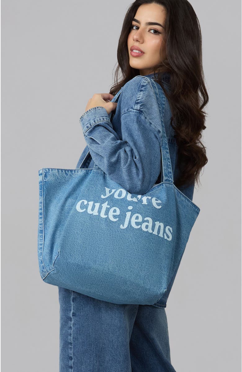 Lola Denim The "You're Cute Jeans" Denim Tote Bag, Alternate, color, American Blue