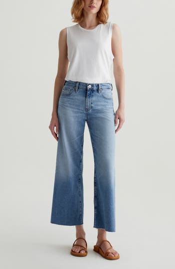 Saige Raw Hem Ankle Wide Leg Jeans