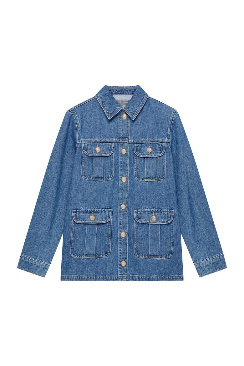 Denim Shacket, Alternate, color, Blue