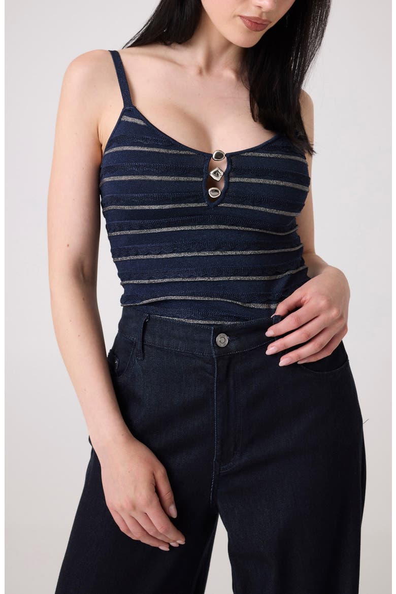Metallic Stripe Knit Tank, Main, color, BLUE