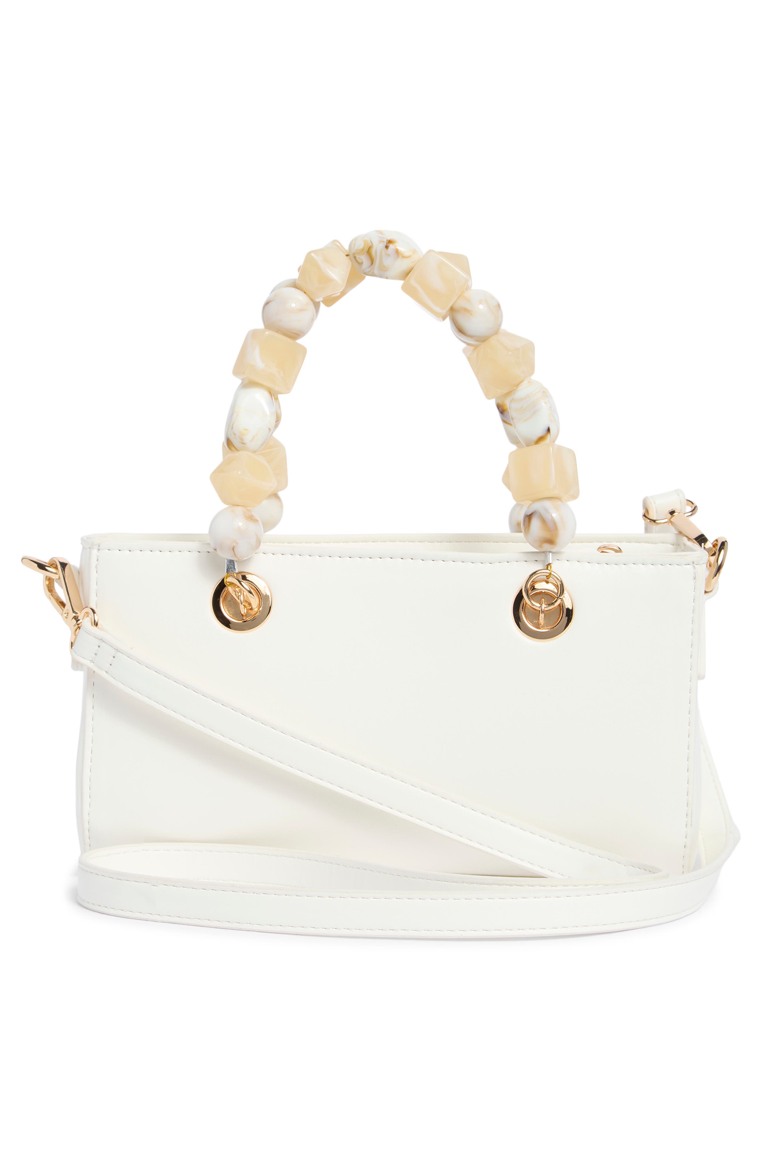 ALDO Genfoot Beaded Handle Crossbody Bag, Alternate, color, White