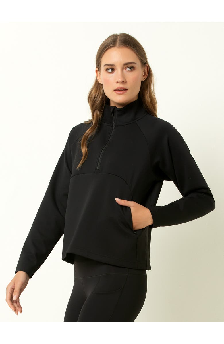 Single Stitch Performance 1/4 Zip Pullover, Main, color, Black