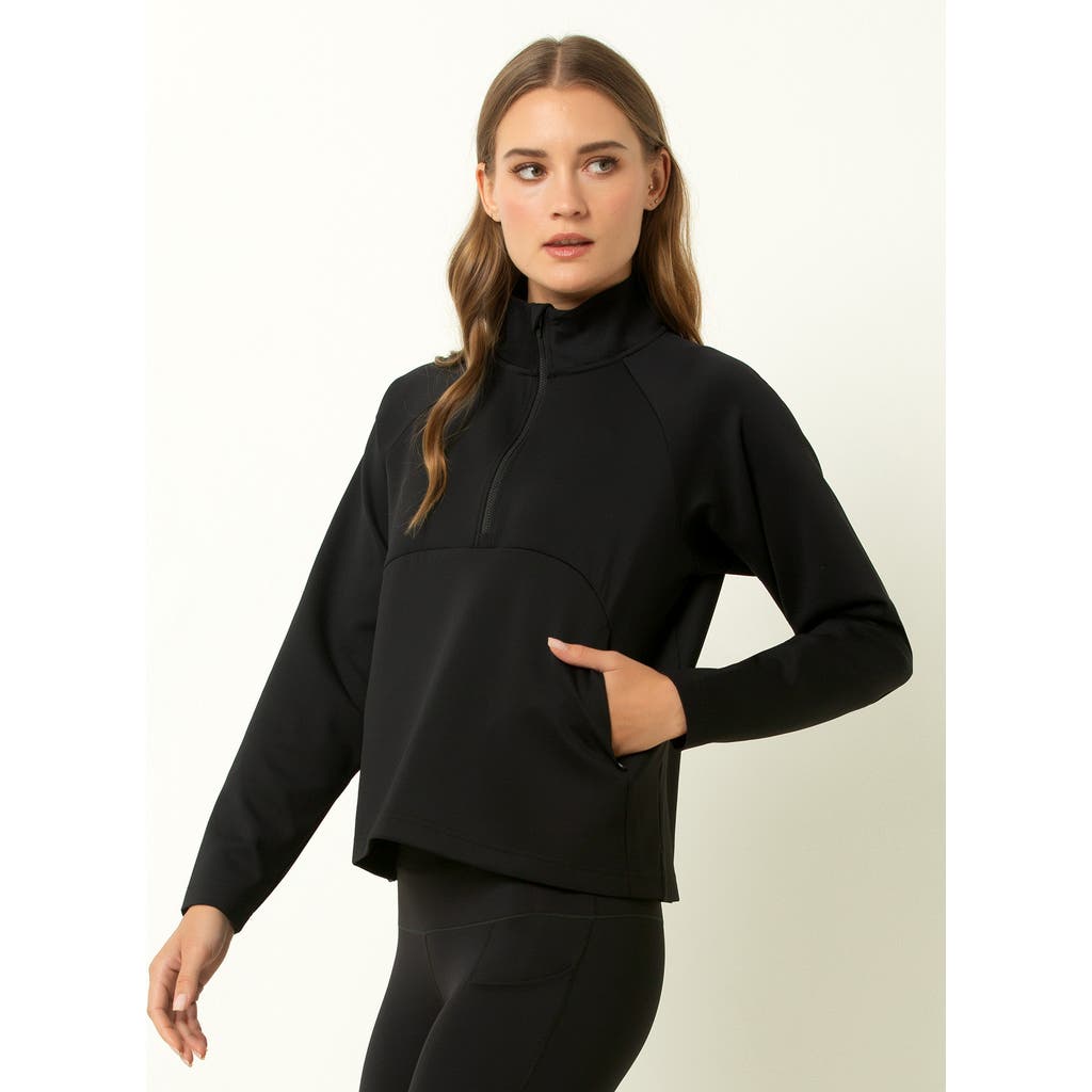 Single Stitch Performance 1/4 Zip Pullover In Black