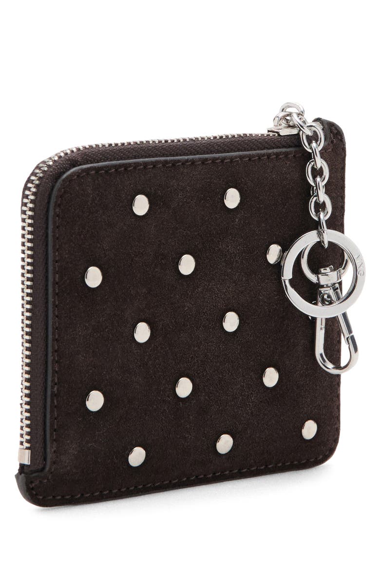 Studded Suede Card Case, Alternate, color, CHOCOLATE