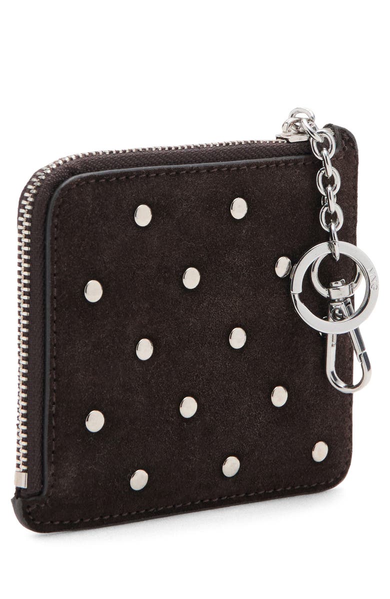 MANGO Studded Suede Card Case, Alternate, color, Chocolate