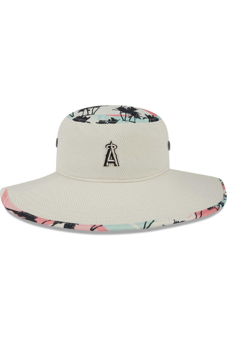 Men's New Era Natural Los Angeles Angels Retro Beachin' Bucket Hat, Main, color, Natural