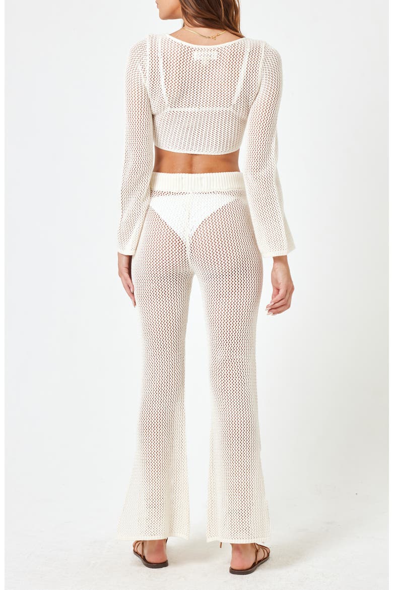 Los Cabos Open Stitch Cover-Up Crop Top, Alternate, color, CREAM