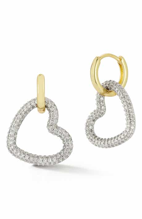 Two Tone Heart Drop Earrings