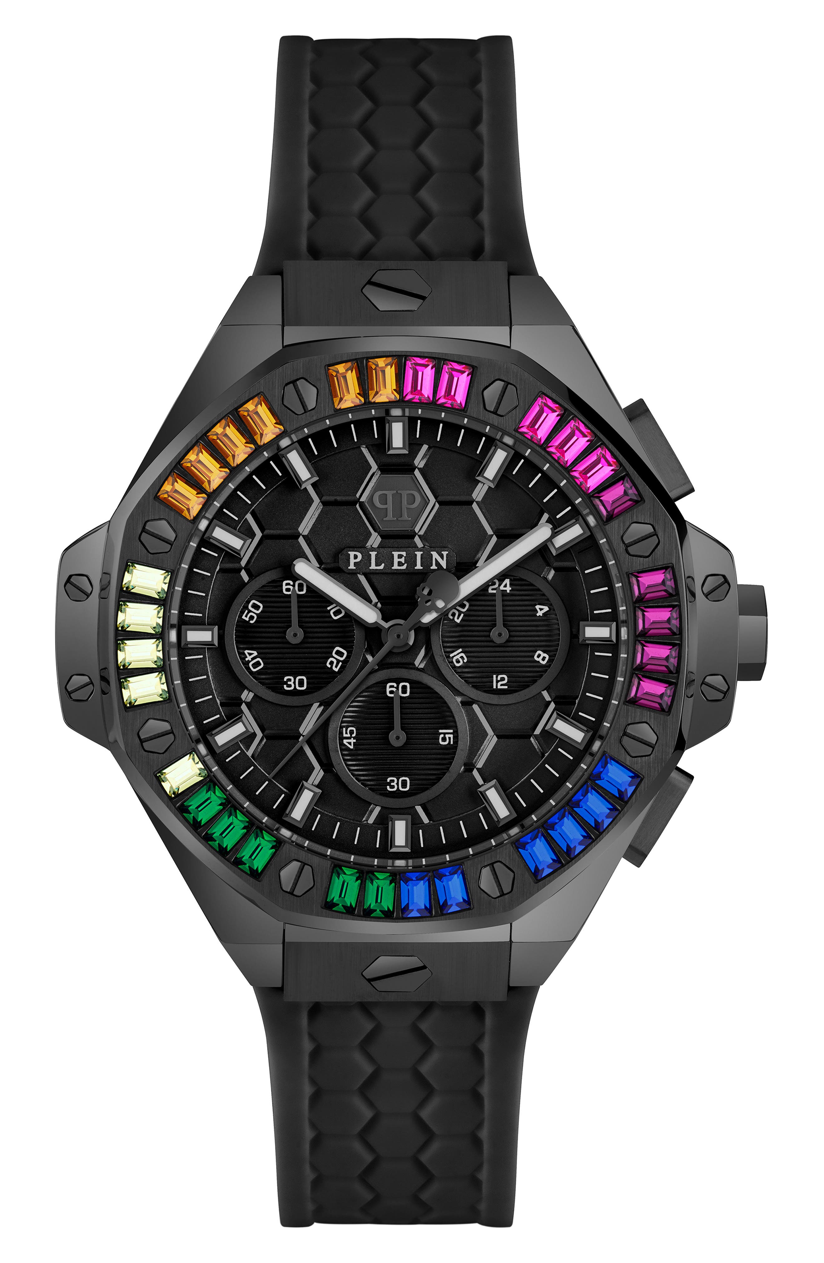 Chrono Royal Crystal Silicone Strap Watch, 42mm