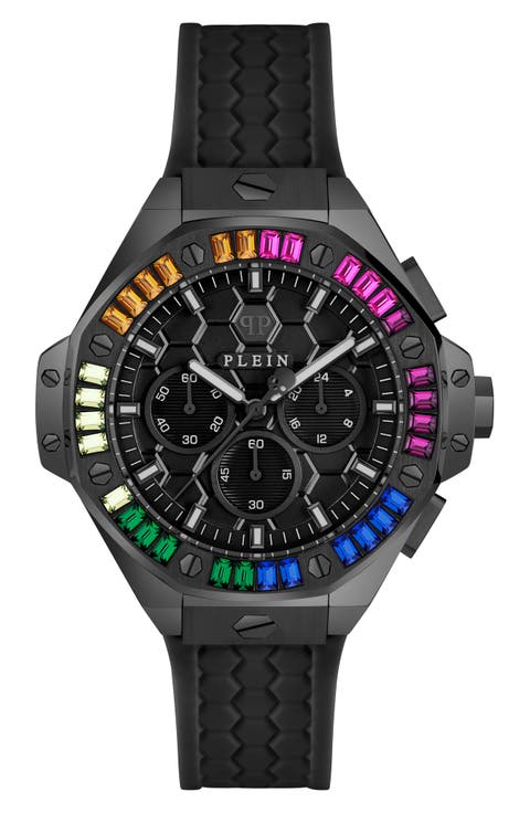 Chrono Royal Crystal Silicone Strap Watch, 42mm