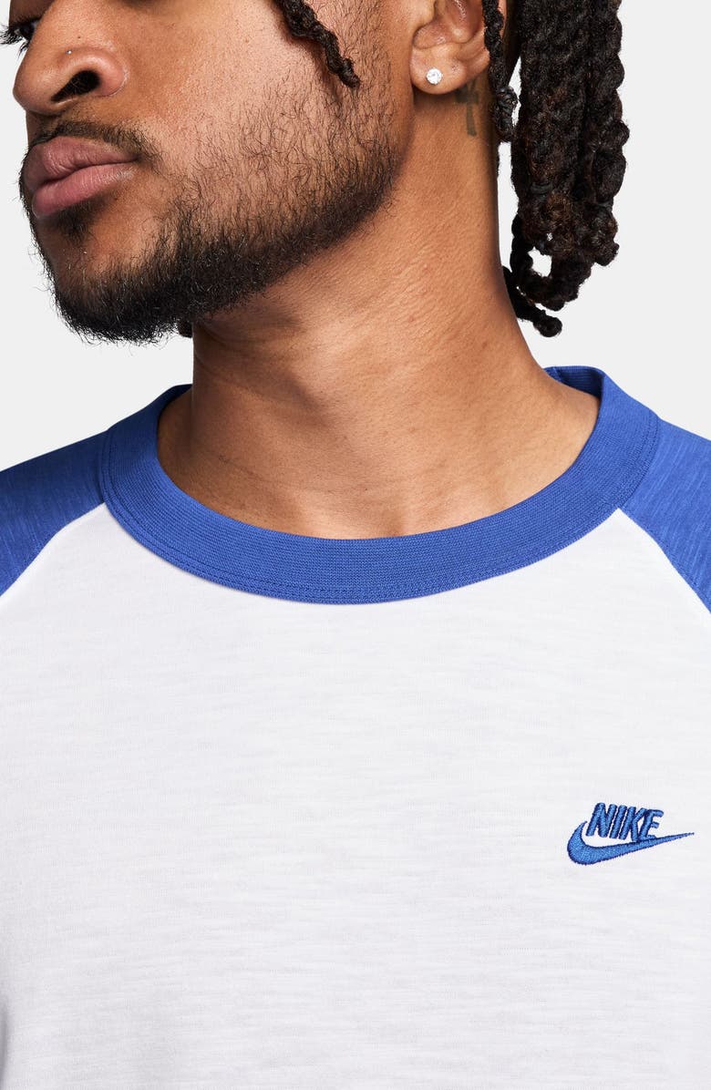 Nike Colorblock Three Quarter Sleeve Cotton T-Shirt, Alternate, color, Game Royal/ White