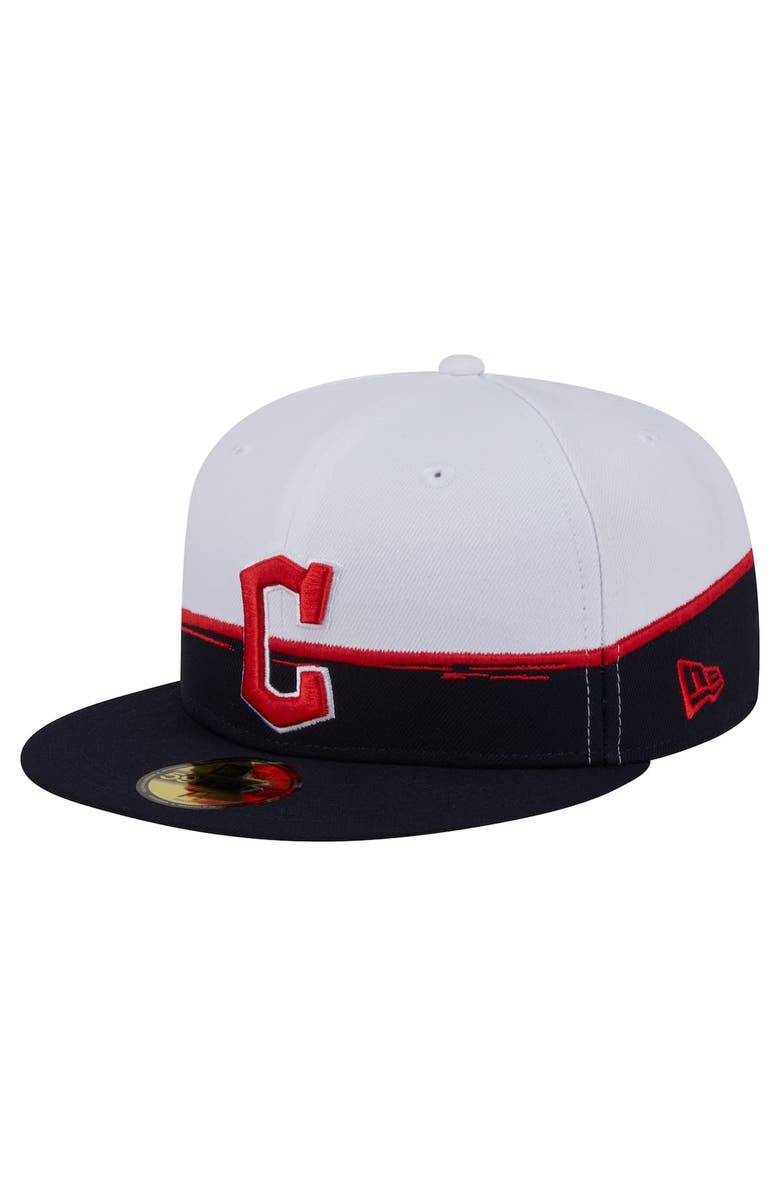 New Era Men's New Era Navy/White Cleveland Guardians Paint Stroke 59FIFTY Fitted Hat, Alternate, color, Navy