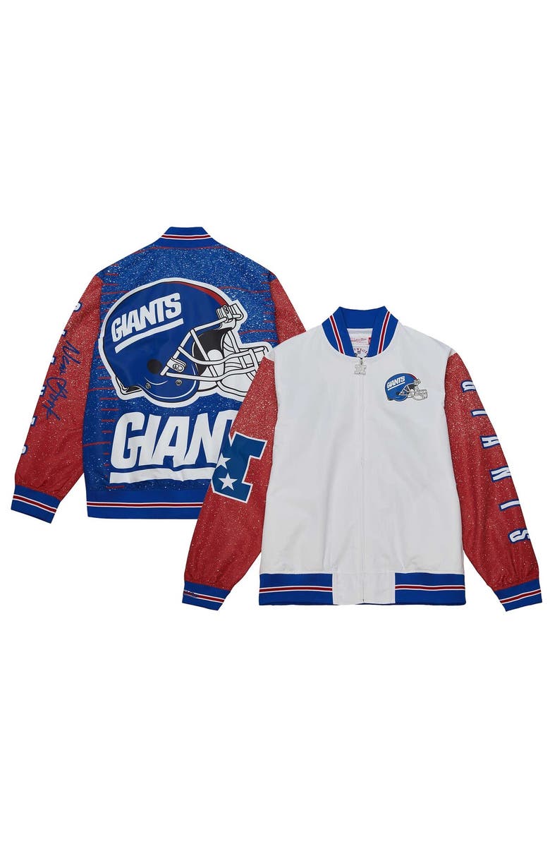 Mitchell & Ness Men's Mitchell & Ness  White New York Giants Team Burst Warm-Up Full-Zip Jacket, Main, color, 