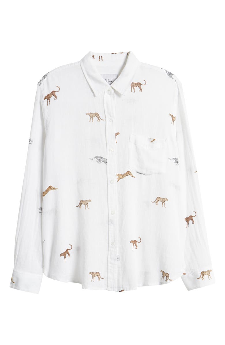 Rails Charli Cheetah Print Linen Blend Button-Up Shirt, Alternate, color,