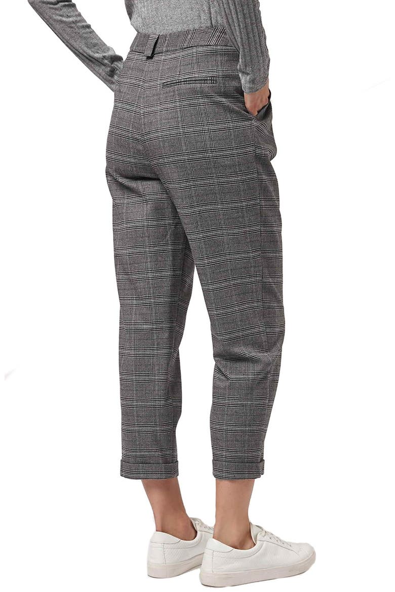 Check Crop Pants, Alternate, color, GREY