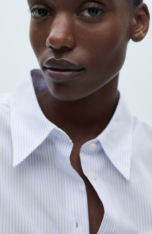 Mango Stripe Button-up Shirt In Sky Blue