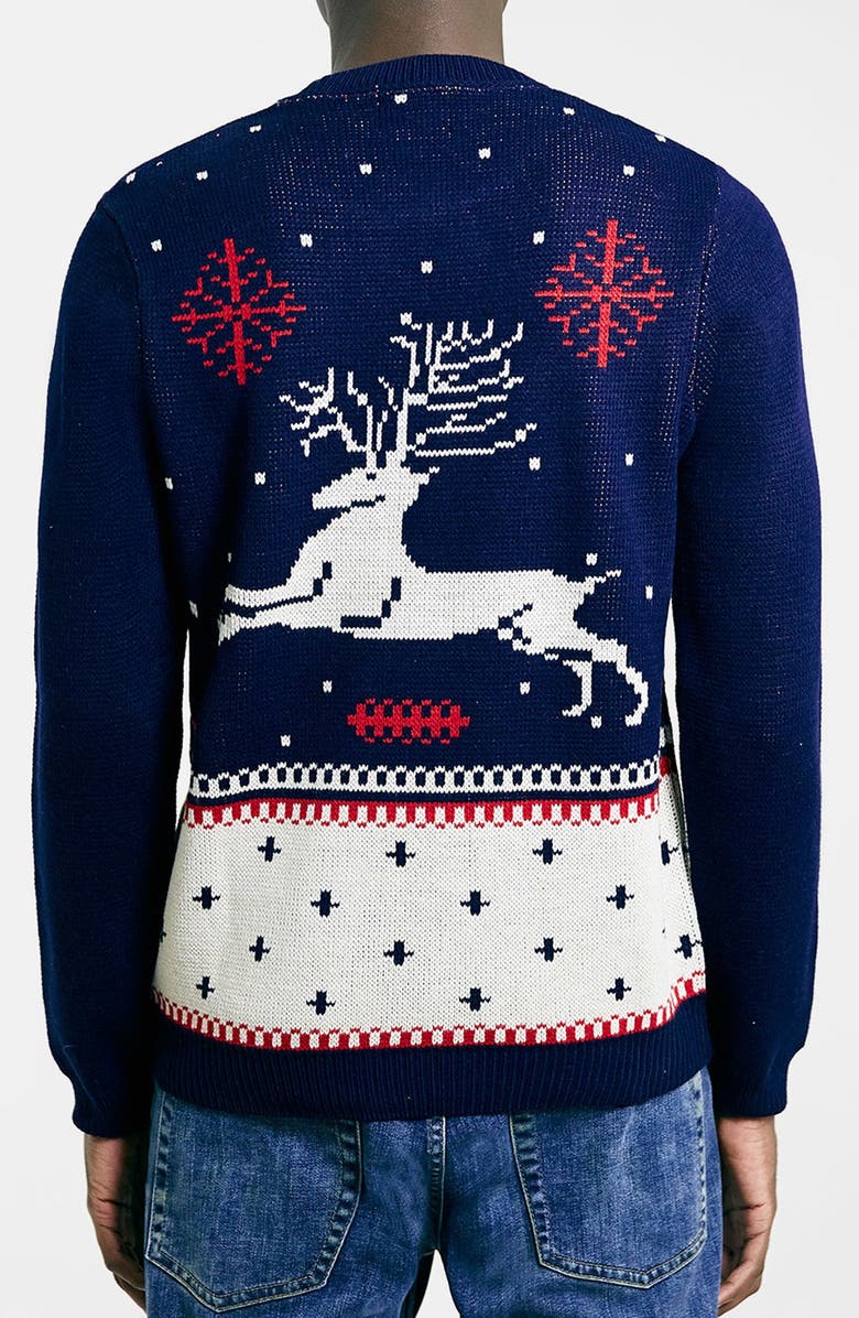 Topman 'Reindeer Christmas' Intarsia Knit Sweater, Alternate, color,