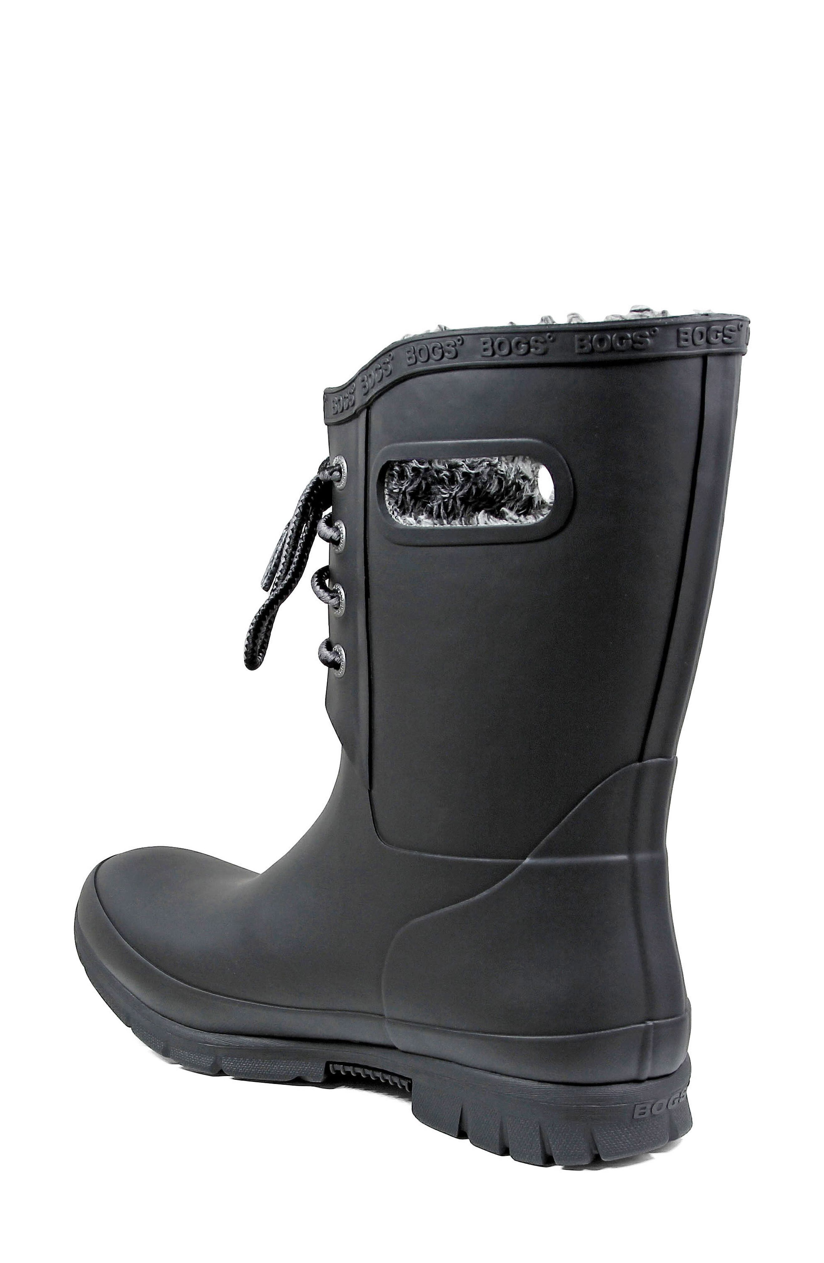 Amanda Plush Waterproof Rain Boot, Alternate, color, BLACK