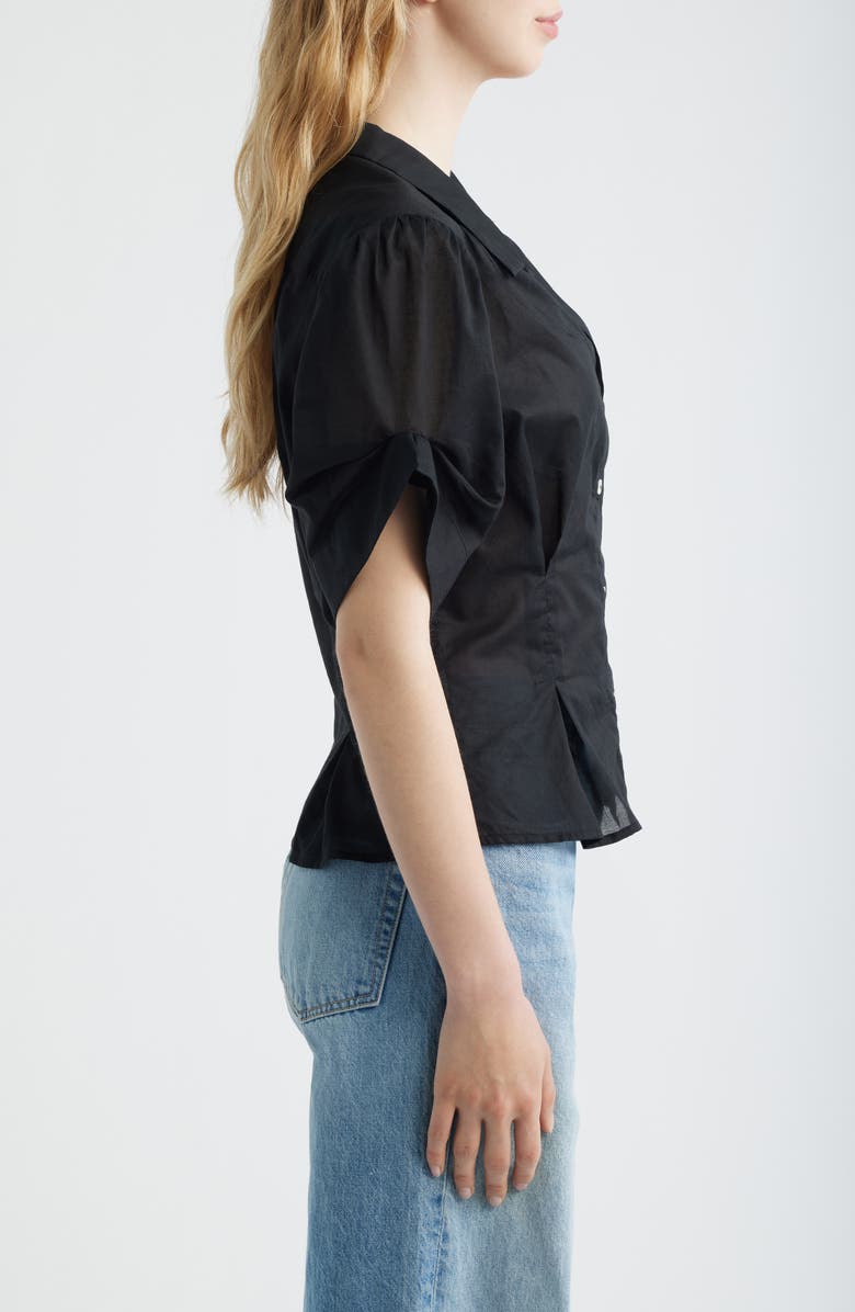 CISSA Sheer Cotton Button-Up Shirt, Alternate, color, Black Sheer