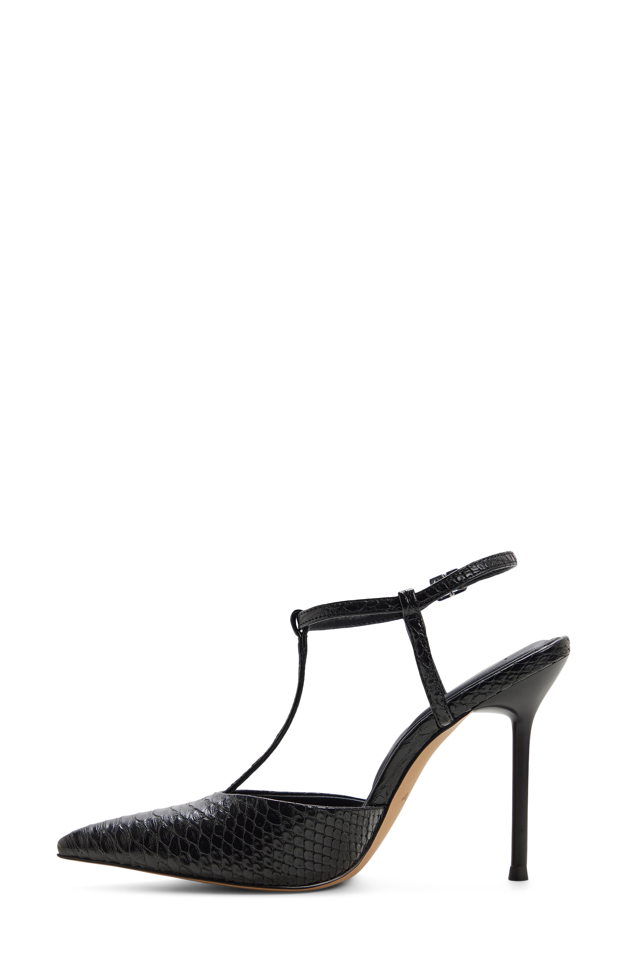 Leonniah Croc Embossed Leather Pump, Alternate, color, BLACK
