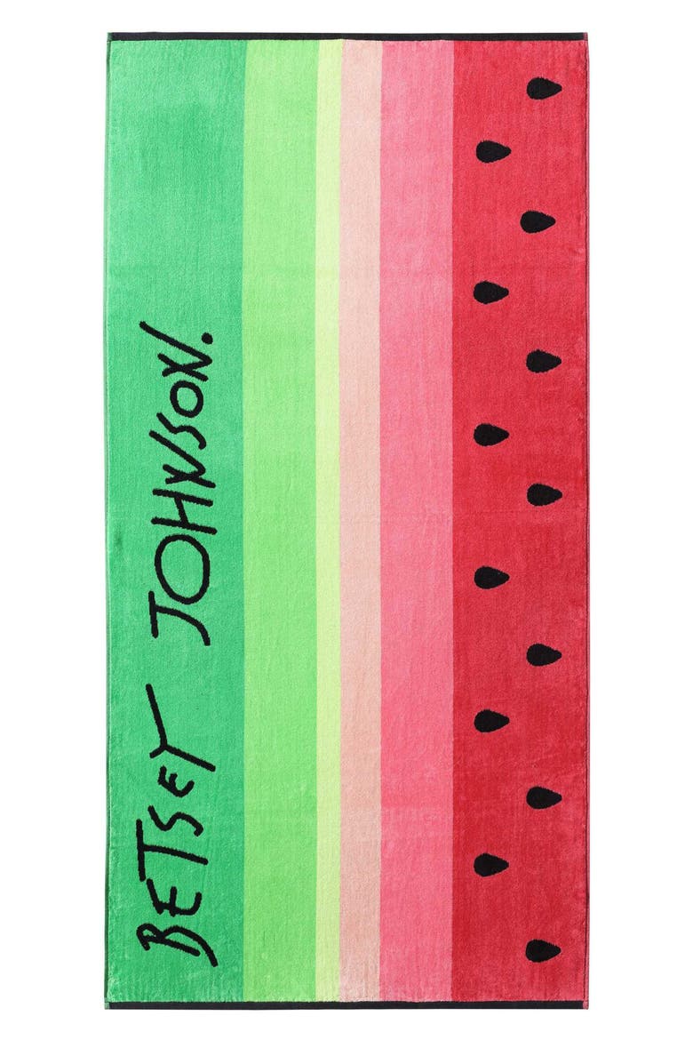 Watermelon Stripe Beach Towel, Main, color, MEDIUM / DARK PINK