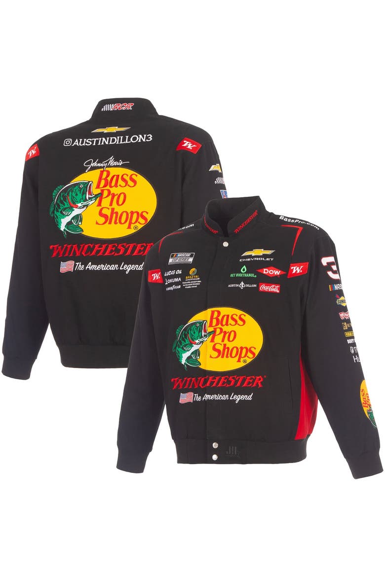 Men's JH Design Black Austin Dillon 2026 Bass Pro Shops Full-Snap Twill Racing Jacket, Main, color, Black