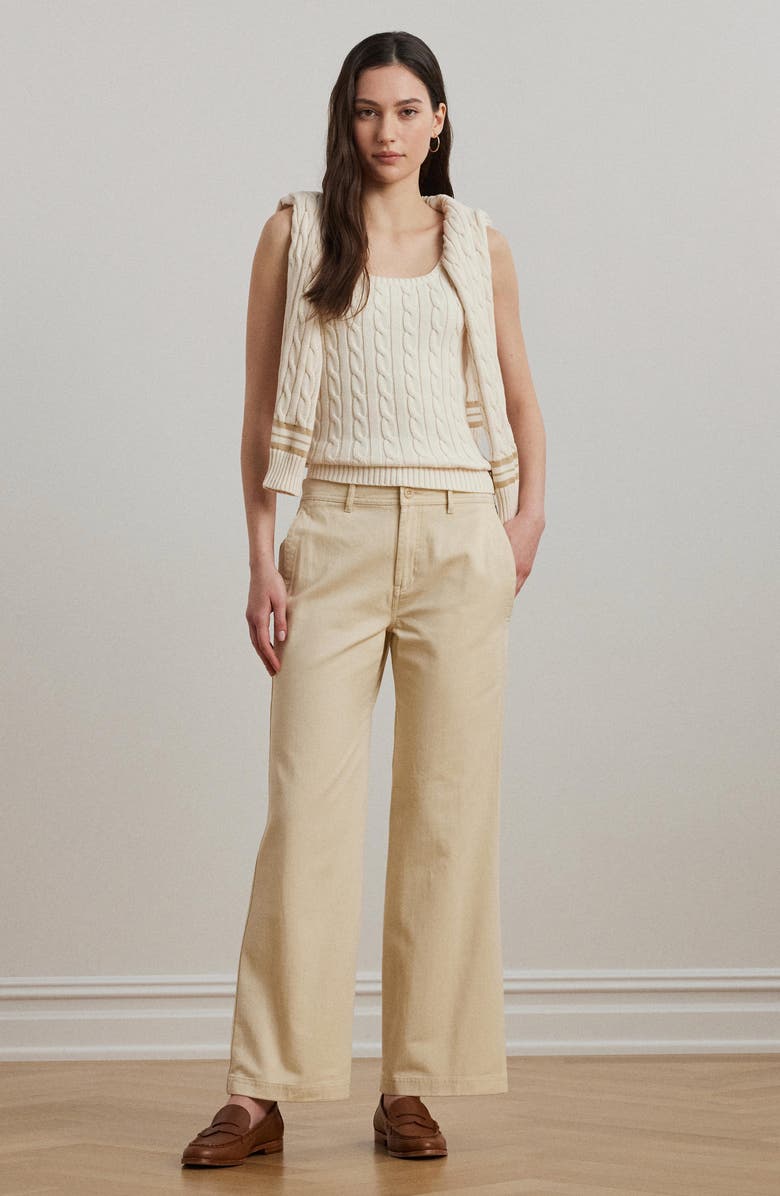 Lauren Ralph Lauren Wide Leg Cotton Twill Pants, Alternate, color,