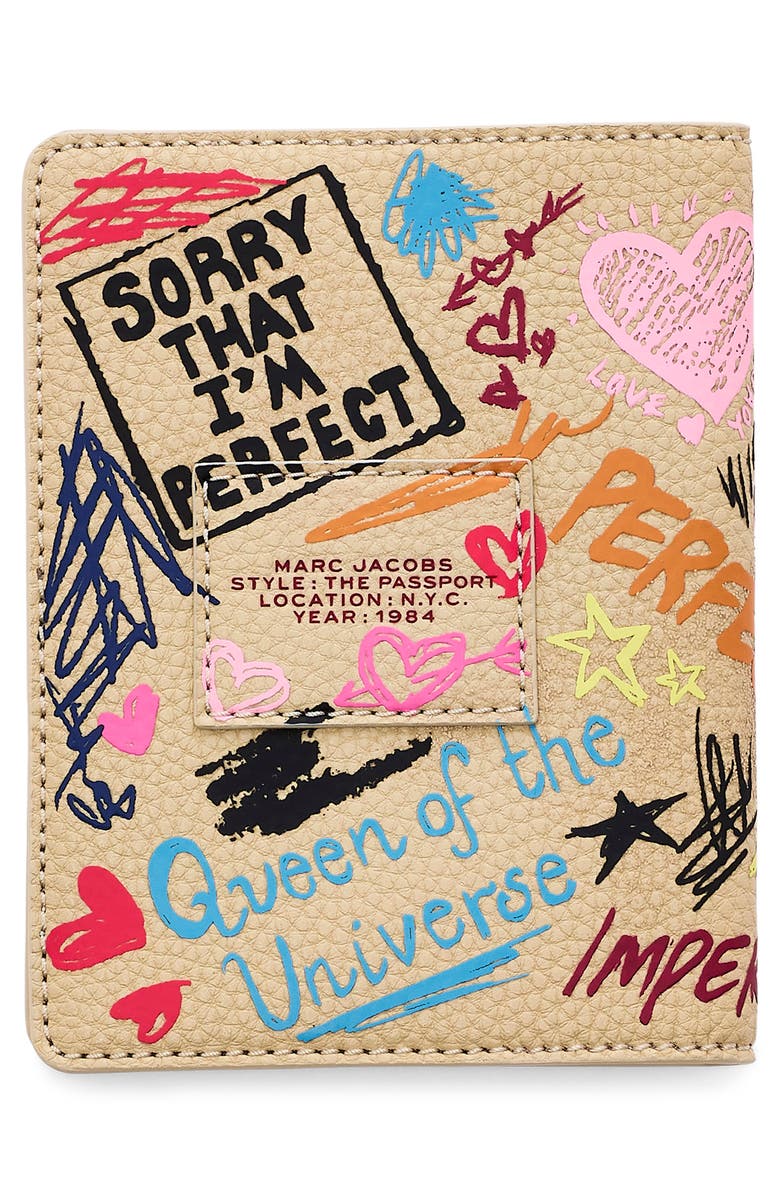 Marc Jacobs The Punk Scribble Passport Case, Alternate, color, Beige Multi
