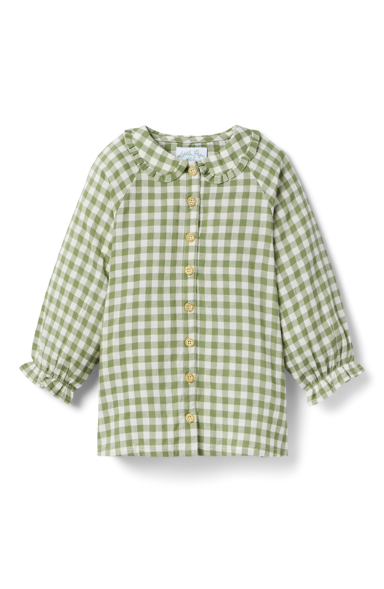 Little Paper Kids Goldie Gingham Dress, Main, color, Green Gingham