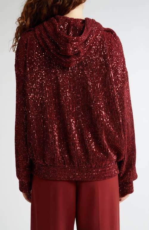 Stine Goya Sequin Oversize Hoodie In Bordeaux