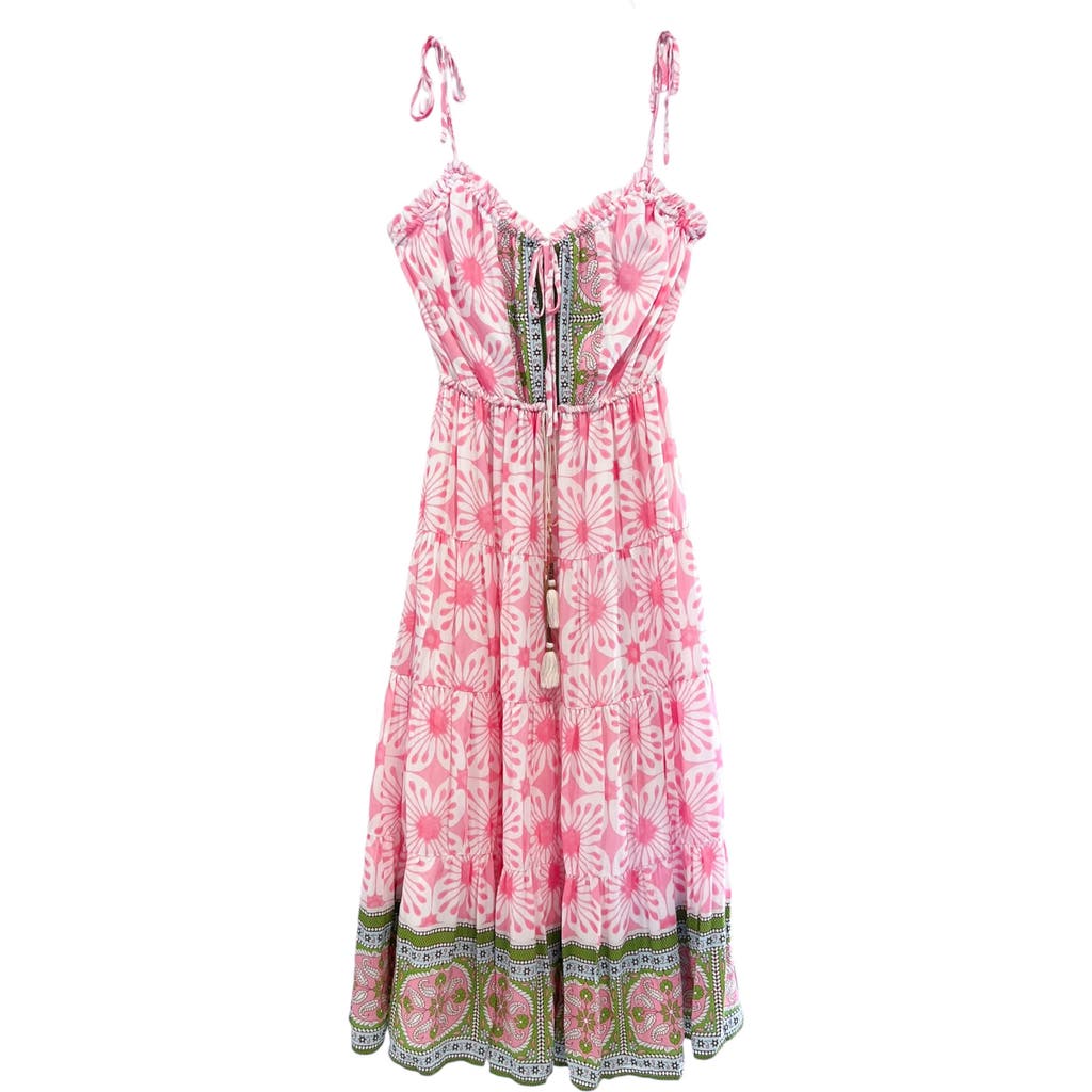 Alicia Bell Holiday Tie Strap Cotton & Silk Midi Dress