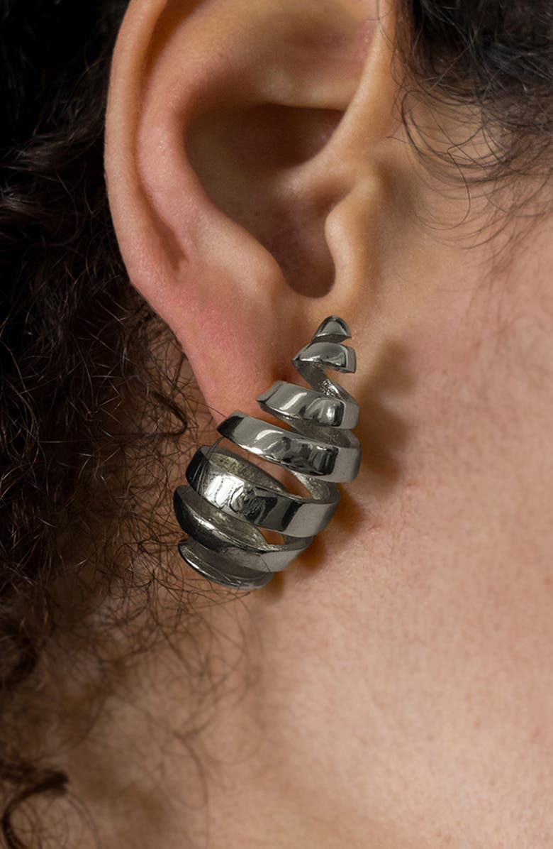 Sterling Forever Margot Ribbed Teardrop Stud Earrings, Alternate, color, Silver