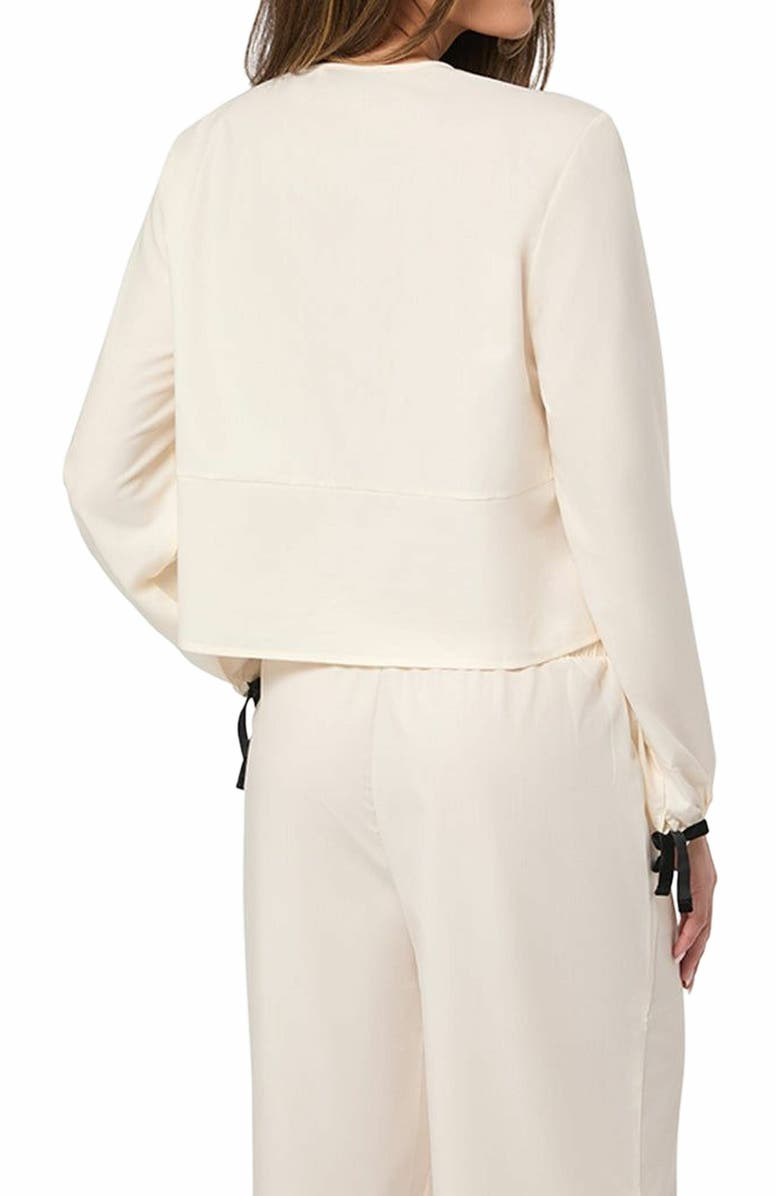 WeWoreWhat Tie Front Shirt, Alternate, color, Ivory/Black