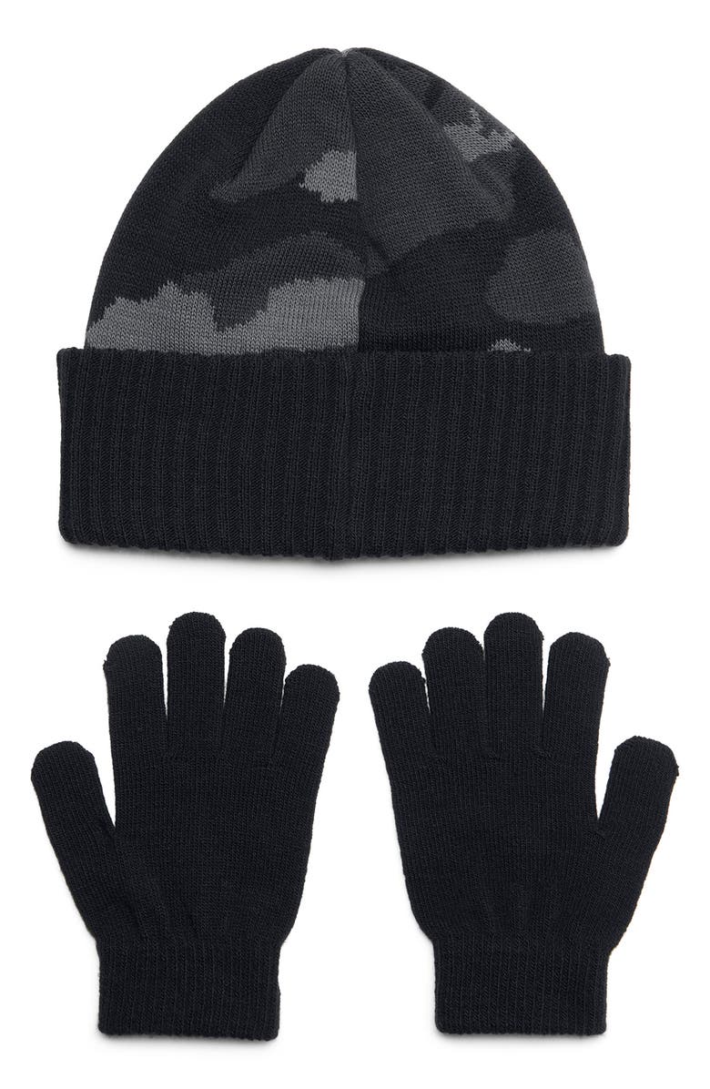 Under Armour Kids' Cuffed Beanie & Glove Set, Alternate, color, Black