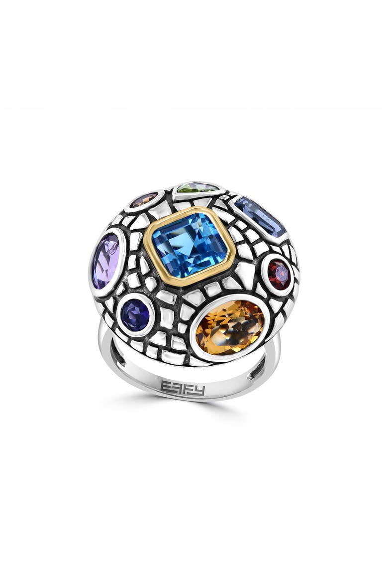 Two-Tone Semiprecious Stone Ring, Main, color, MULTI SILVER