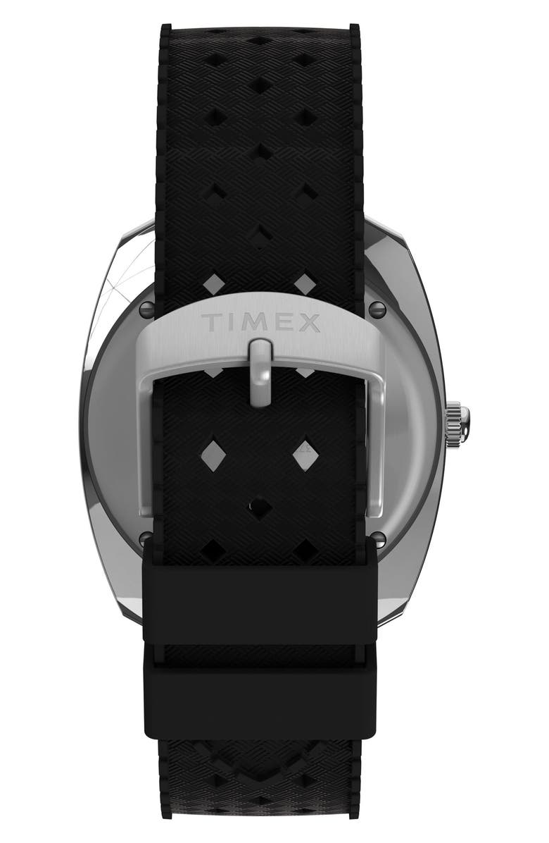 Timex<sup>®</sup> Q Timex Reissue 1971 Velocity Rubber Strap Watch, 36mm, Alternate, color, Black