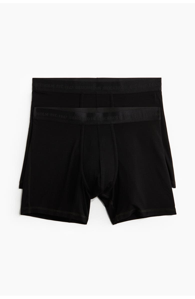 H&M 2-pack Mid Trunks With Lycra<sup>®</sup>, Main, color, Black