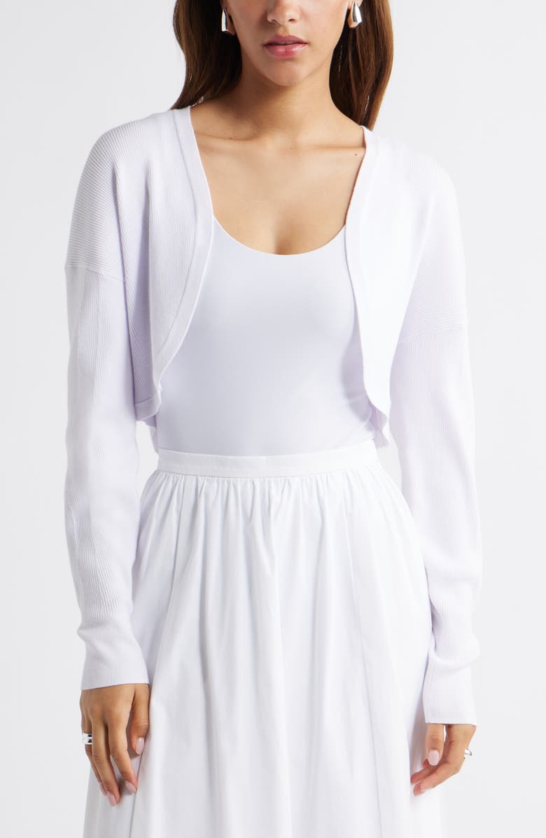 Open Edit Bolero Cardigan, Main, color, White