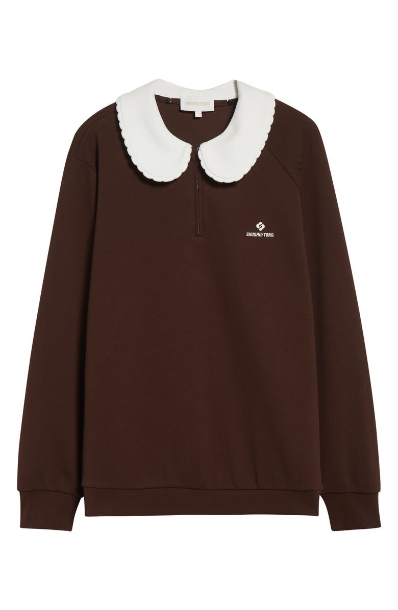 Shushu/Tong Doll Collar Oversize Half Zip Sweatshirt, Alternate, color, Brown