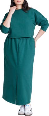 ELOQUII Maxi French Terry Skirt